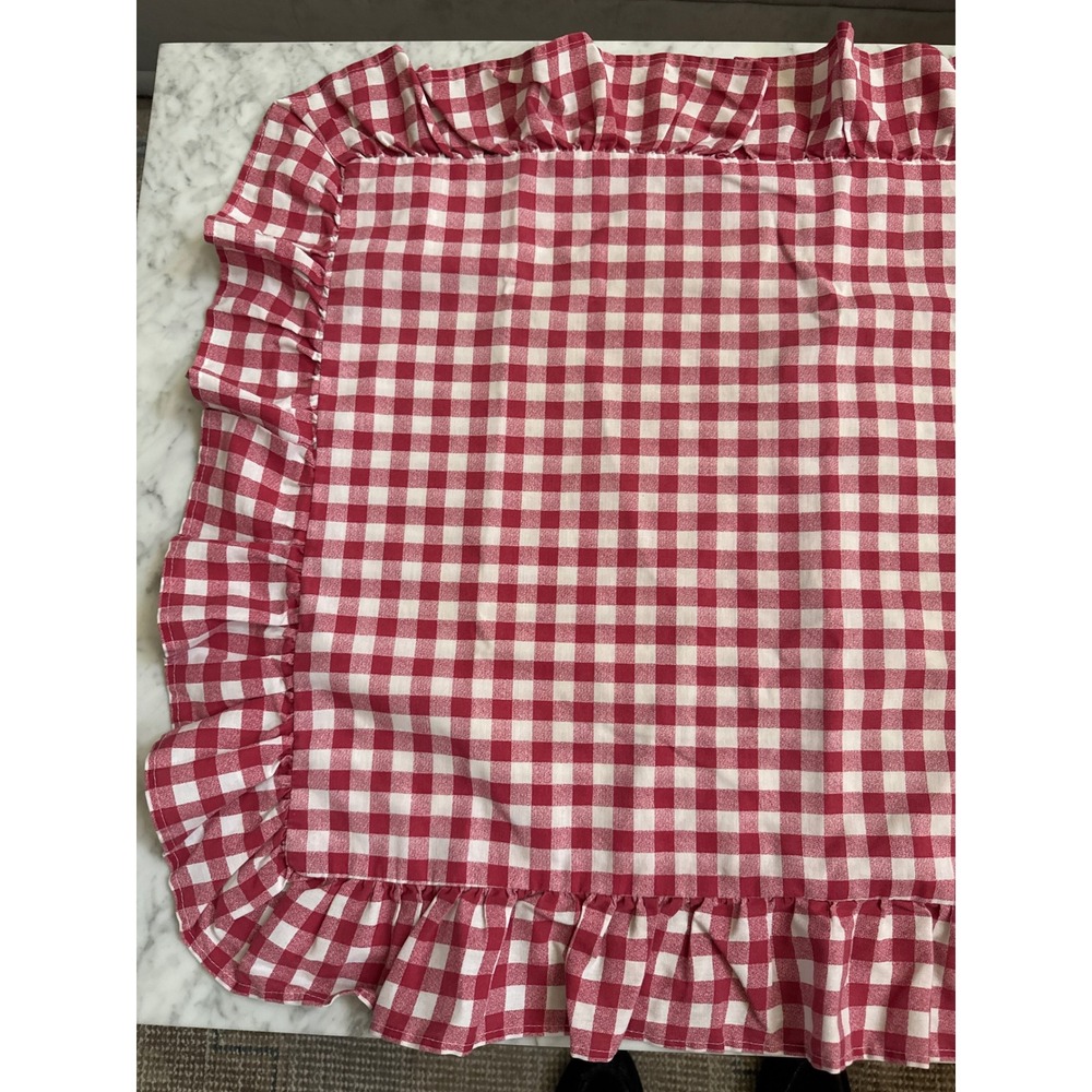 Wamsutta Red White Gingham Check Ruffled Standard Pillow Sham Farmhouse Vintage - Picture 2 of 4